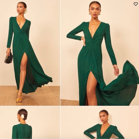 NWT Reformation Gatsby Maxi Dress Emerald Green - Picture 5 of 5